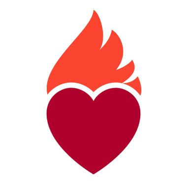 Ateş alevi, sıcak kalp sembolü, logo ve marka adı, vektör illüstrasyonu için kullanılabilir.