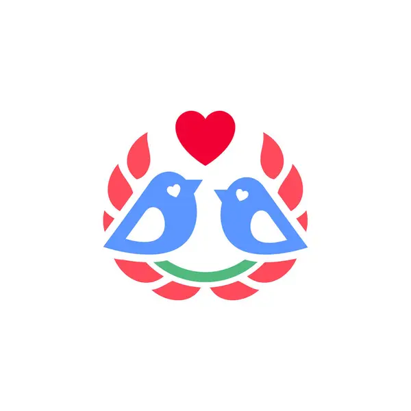 爱情鸟的象征或情人节标志 节日标志 专为庆祝而设计 流行的现代风格 图库插图