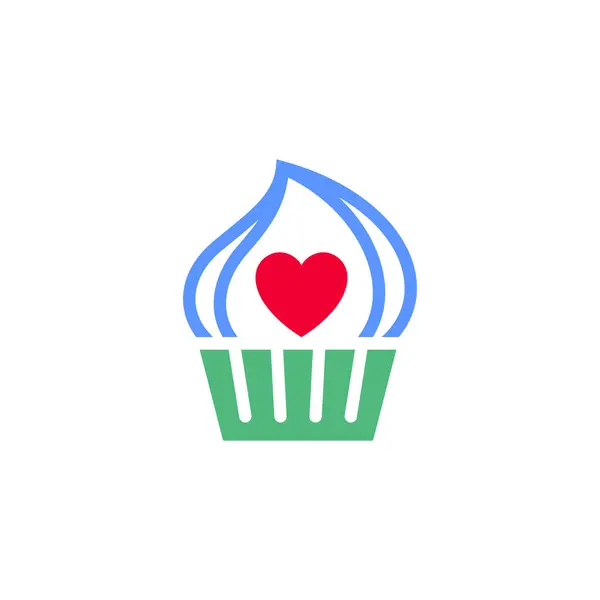 Muffin Ikon Vagy Valentin Napi Szimbólum Torta Jel Ünneplésre Tervezett Stock Vektor