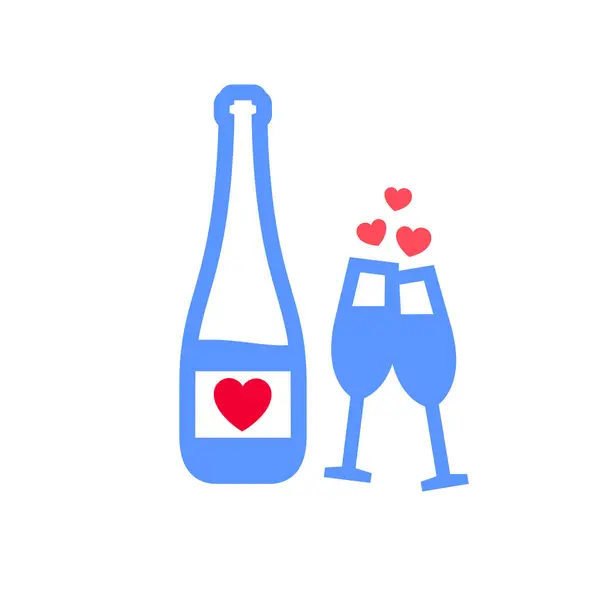 Bicchieri Vino Icona Simbolo San Valentino Segno Festa Progettato Celebrazione — Vettoriale Stock