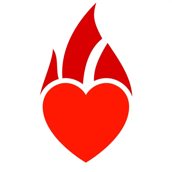 Ikona Ohně Symbol Horkého Srdce Vektorová Ilustrace — Stockový vektor