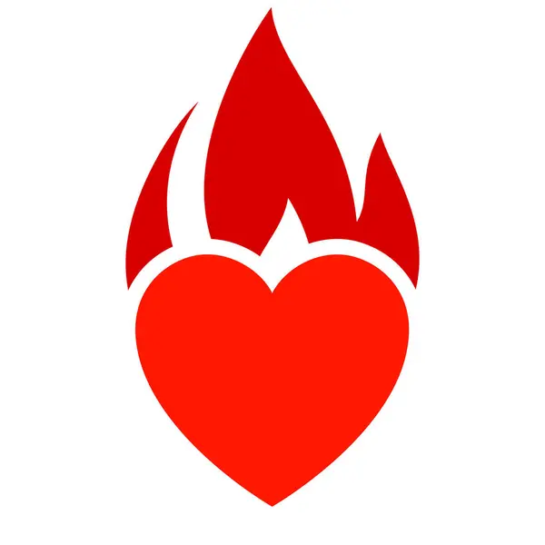 Ikona Ohně Symbol Horkého Srdce Vektorová Ilustrace — Stockový vektor
