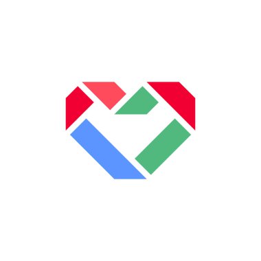 Kalp ikonu ya da Sevgililer Günü sembolü, kutlama için tasarlanmış tatil tabelası, vektör kağıdı origami tarzı.