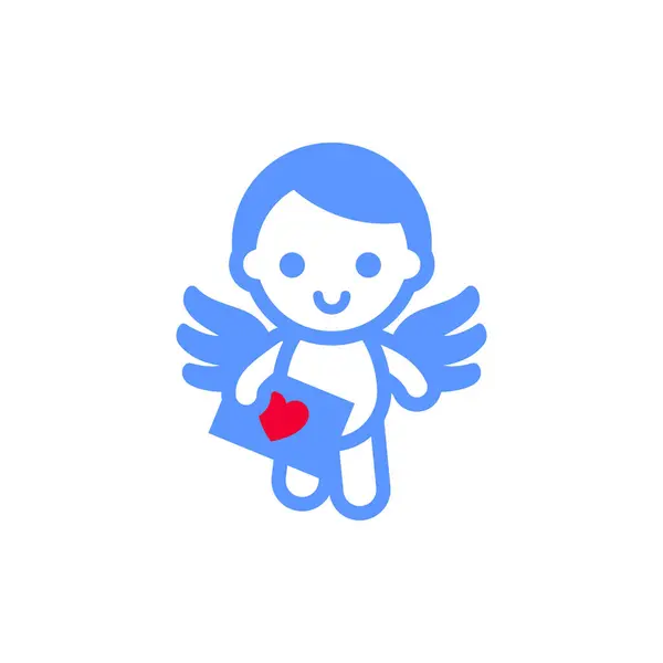 Icona Cupido Simbolo San Valentino Segno Festa Progettato Celebrazione Vettore — Vettoriale Stock