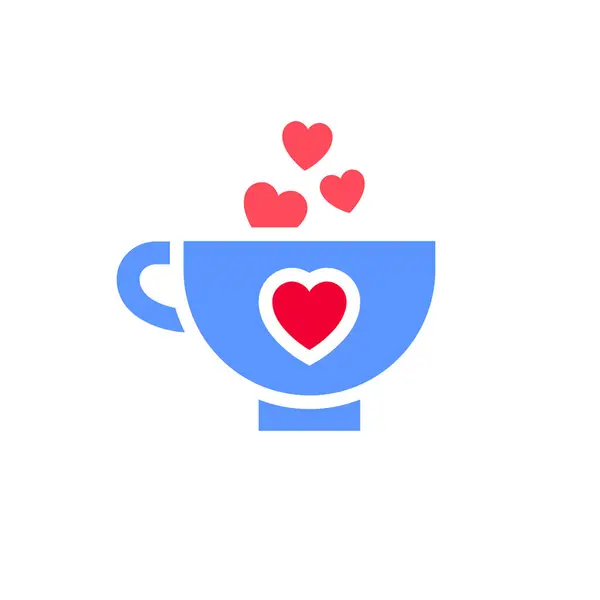 Icona Tazza Caffè Simbolo San Valentino Segno Festa Progettato Celebrazione — Vettoriale Stock