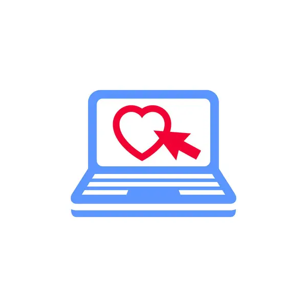笔记本电脑图标或情人节标志 节日标志 专为庆祝而设计 流行的现代风格 图库插图