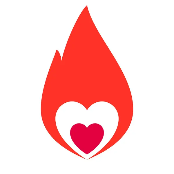 Вогняне Полум Символ Гарячого Серця Векторні Ілюстрації Ліцензійні Стокові Ілюстрації