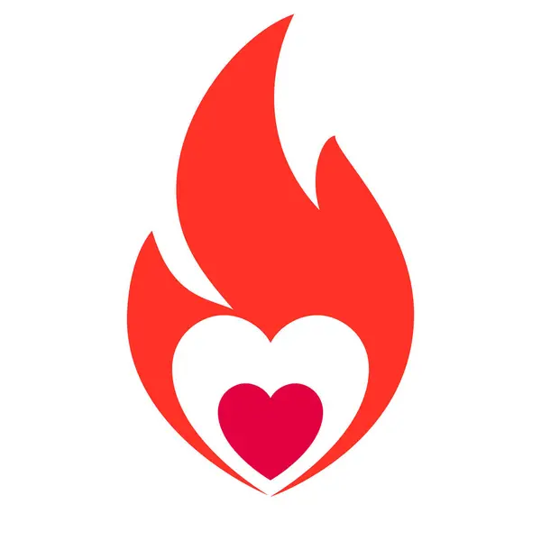 Llama Fuego Símbolo Del Corazón Caliente Ilustración Vectorial Ilustración De Stock