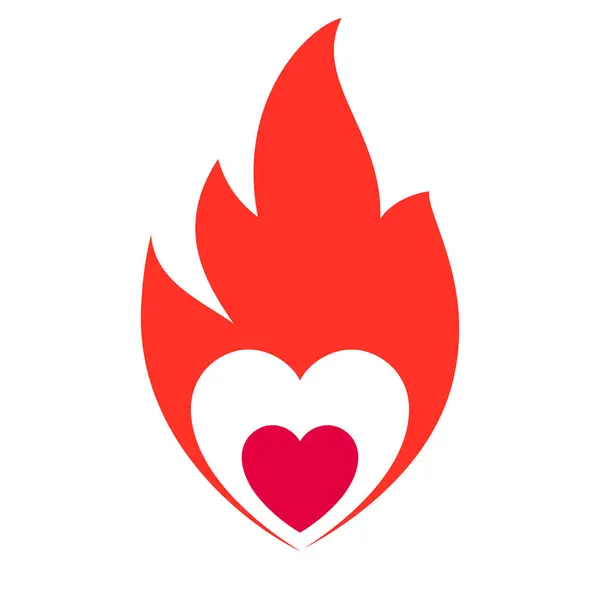 Llama Fuego Símbolo Del Corazón Caliente Ilustración Vectorial Gráficos Vectoriales