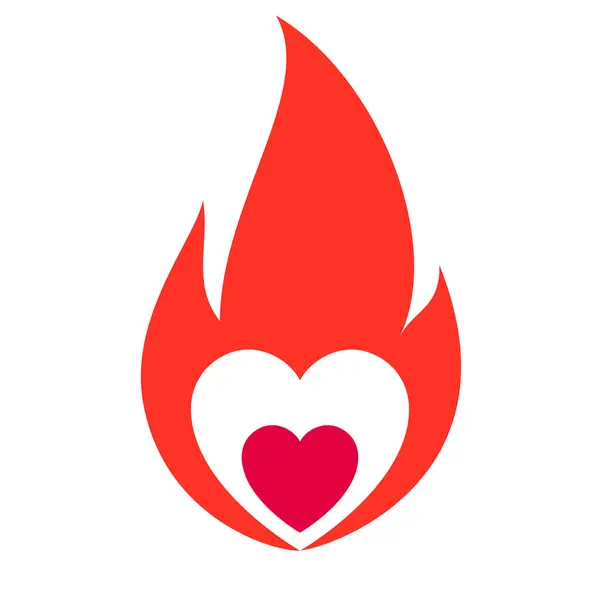 Вогняне Полум Символ Гарячого Серця Векторні Ілюстрації Векторна Графіка