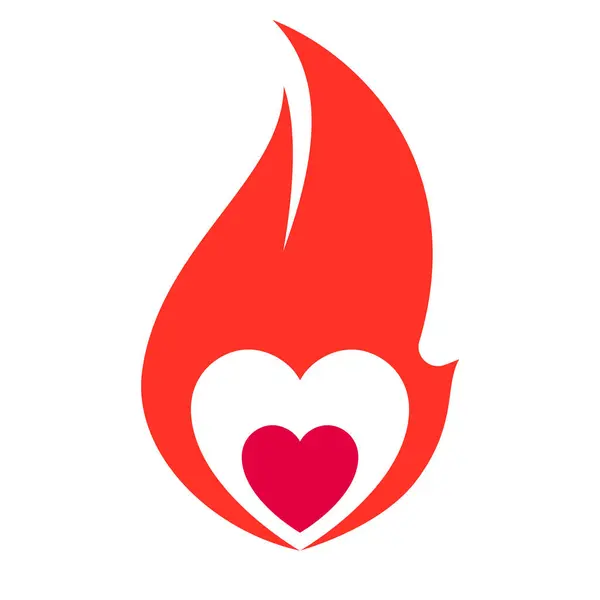 Ohnivý Plamen Symbol Horkého Srdce Vektorová Ilustrace Royalty Free Stock Ilustrace