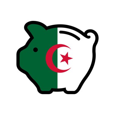 Cezayir bayrağı, domuz kumbarası ikonu, vektör sembolü.