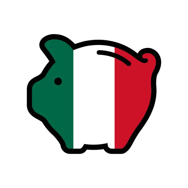 墨西哥国旗 小猪银行图标 矢量符号 免版税图库插图