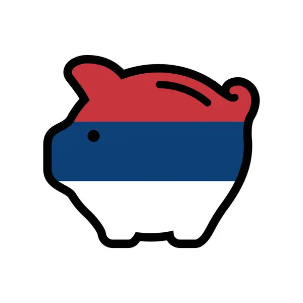 Bandeira Sérvia Ícone Banco Porquinho Símbolo Vetorial Vetor De Stock