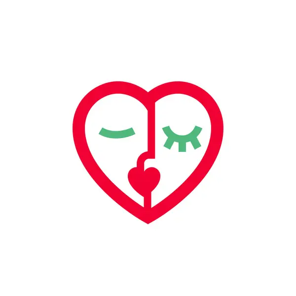 Лице Значок Серця Або Символ Дня Святого Валентина Святковий Знак Стоковий вектор