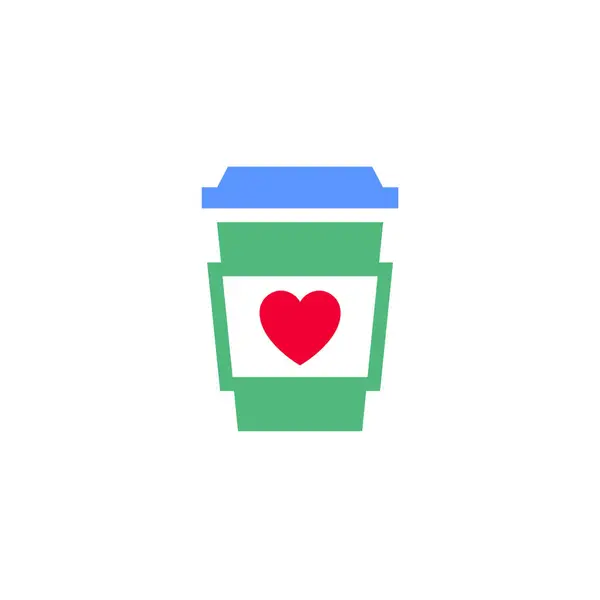 Tasse Kaffee Oder Tee Ikone Oder Valentinstag Symbol Feiertagsschild Für Stockvektor