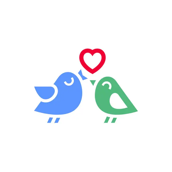 Amor Pássaro Ícone Dia Dos Namorados Símbolo Sinal Feriado Projetado Ilustração De Stock
