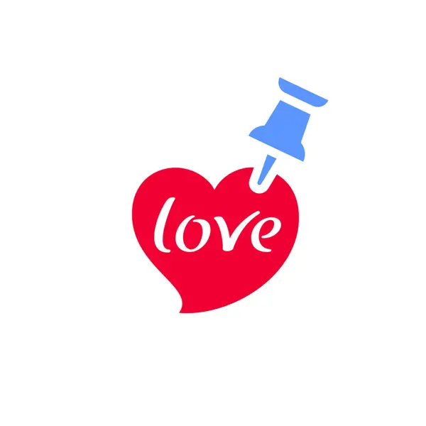 Herzen Mit Anstecknadel Symbol Oder Valentinstag Symbol Feiertagsschild Zum Feiern lizenzfreie Stockvektoren