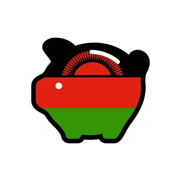 stock vector Flag of Malawi, piggy bank icon, vector symbol.