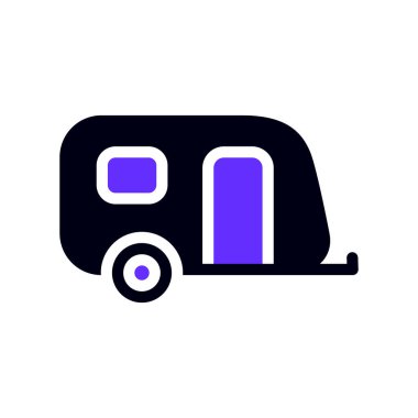 Karavan taşımacılığı düz simgesi, kenar görünüm