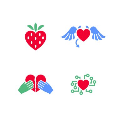 Kutlama için hazırlanmış simgeler veya sevgililer günü sembolleri, tatil işaretleri, vektör modayı modern stili.