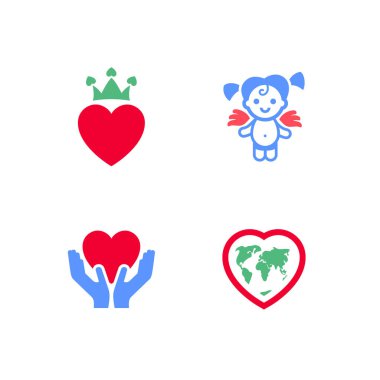 Kutlama için hazırlanmış simgeler veya sevgililer günü sembolleri, tatil işaretleri, vektör modayı modern stili.