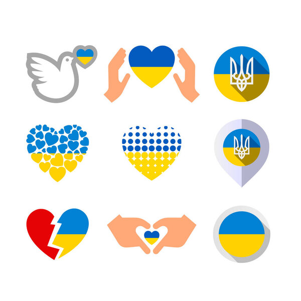 Флаги Украины, наборы символов, векторные иконки