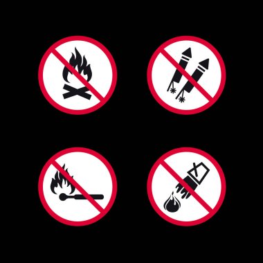 Yasak işaretler, yasaklı yuvarlak çıkartmalar, vektör simgeleri.