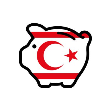 Kuzey Kıbrıs bayrağı, domuz kumbarası simgesi, vektör sembolü.