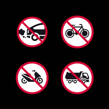 Yasak işaretler, yasaklı yuvarlak çıkartmalar, vektör simgeleri