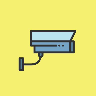 CCTV simgesi, video izleme düz renk biçimi oluşturuldu, logo ve diğer tasarım için doğrusal kamerayı imzalayın