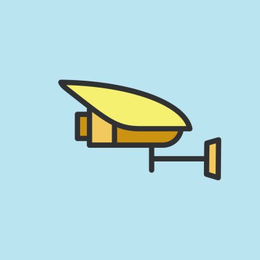 CCTV simgesi, video izleme düz renk biçimi oluşturuldu, logo ve diğer tasarım için doğrusal kamerayı imzalayın