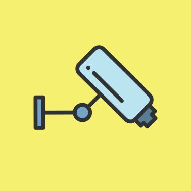 CCTV simgesi, video izleme düz renk biçimi oluşturuldu, logo ve diğer tasarım için doğrusal kamerayı imzalayın