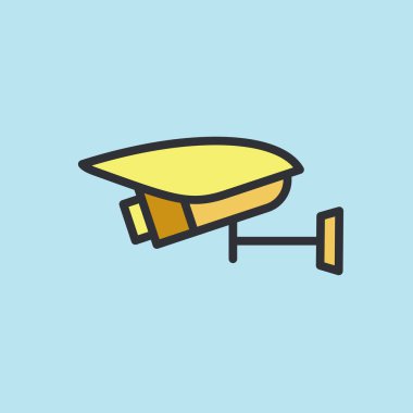 CCTV simgesi, video izleme düz renk biçimi oluşturuldu, logo ve diğer tasarım için doğrusal kamerayı imzalayın