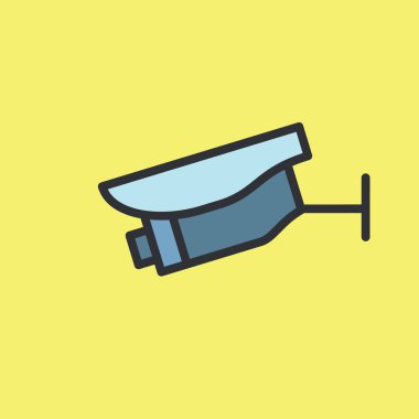 CCTV simgesi, video izleme düz renk biçimi oluşturuldu, logo ve diğer tasarım için doğrusal kamerayı imzalayın