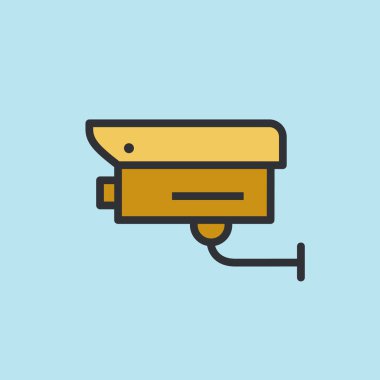 CCTV simgesi, video izleme düz renk biçimi oluşturuldu, logo ve diğer tasarım için doğrusal kamerayı imzalayın