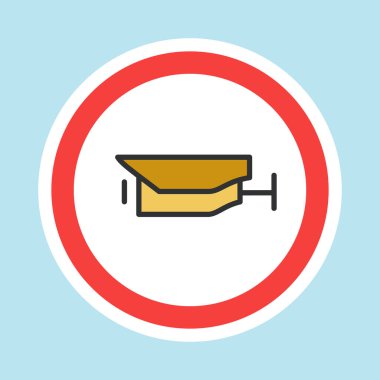 Video izleme etiketi, CCTV kamera etiketi düz renk biçimi, vektör illüstrasyonu