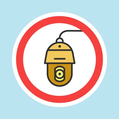 Video izleme etiketi, CCTV kamera etiketi düz renk biçimi, vektör illüstrasyonu