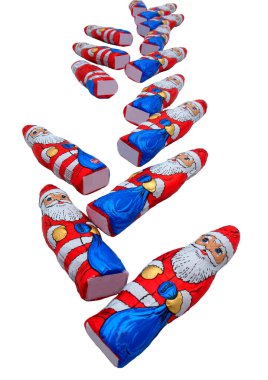 Noel 'den sonra yoruldum. Noel Baba çikolatalı figürlerden oluşan Noel kompozisyonu