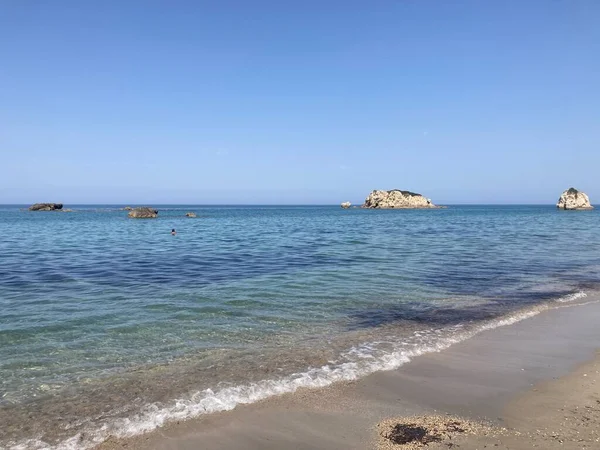 夏季希腊科孚岛的Prasoudi海滩 — 图库照片