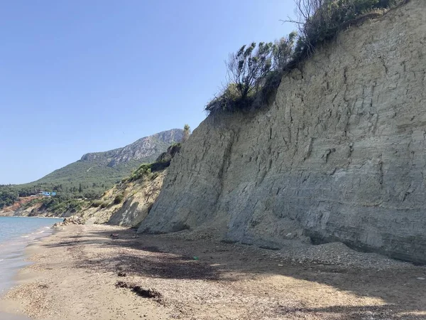 Plaża Rocky Prasoudi Wyspie Korfu Grecja Czas Letni — Zdjęcie stockowe
