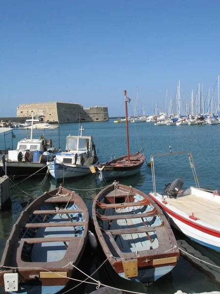 Небольшие Лодки Морском Порту Ираклиона Столице Крита — стоковое фото