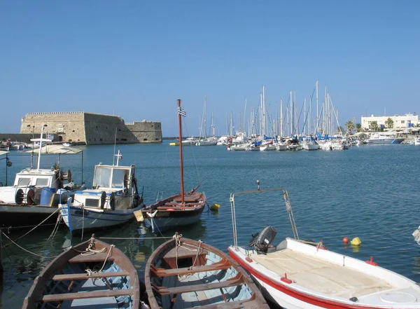 Kleine Boote Hafen Von Heraklion Der Hauptstadt Kretas — Stockfoto