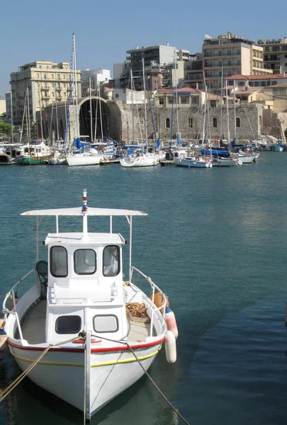 Небольшие Лодки Морском Порту Ираклиона Столице Крита — стоковое фото