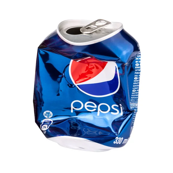 Vilnius Lithuania November 2022 Crushed Pepsi Cola 330 Can Isolated — Stock Photo, Image