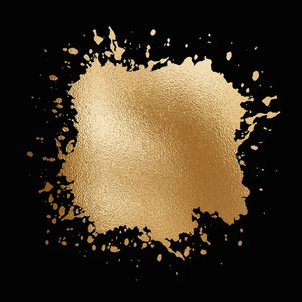 Gold splash brush on black background, luxury golden foil brush isolated