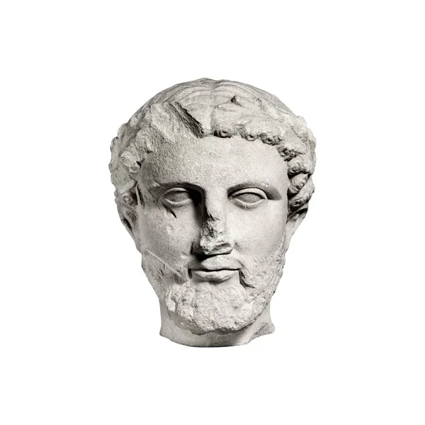 Antique Classic Greek Philosopher Head Isolated Front View Black White Imágenes de stock libres de derechos