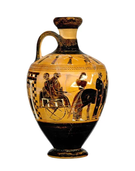 Terracotta Olie Kolf Lekythos Uit Het Oude Griekenland Geïsoleerd Witte — Stockfoto