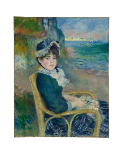 Borde Del Mar Óleo Sobre Lienzo Pintado Por Auguste Renoir Imágenes de stock libres de derechos