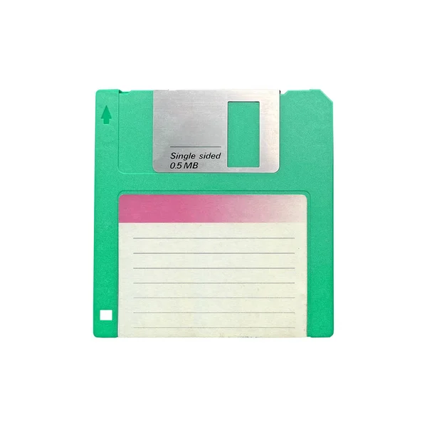 Old Retro Floppy Disk Isolated White Background Front View Closeup — Stock Photo, Image